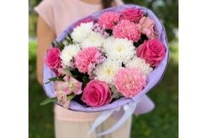Букет микс «Малиновый закат»