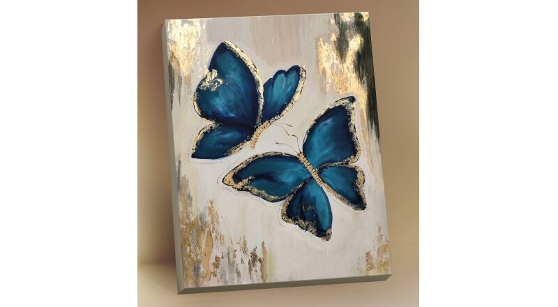 Живопись по номерам с поталью «Синие бабочки»