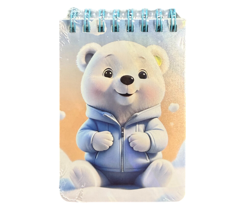 Блокнот 70л A7  Мишка  на гребне ассорт.