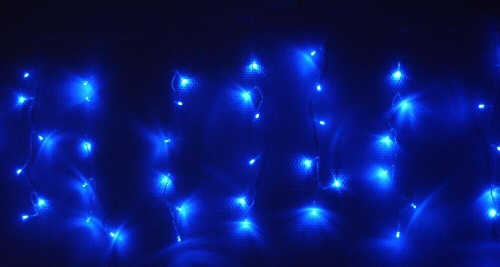 Гирлянда  Бахрома  192 LED, 3м, прозр. пр-д, УМС-вилка, с/прогр. синий