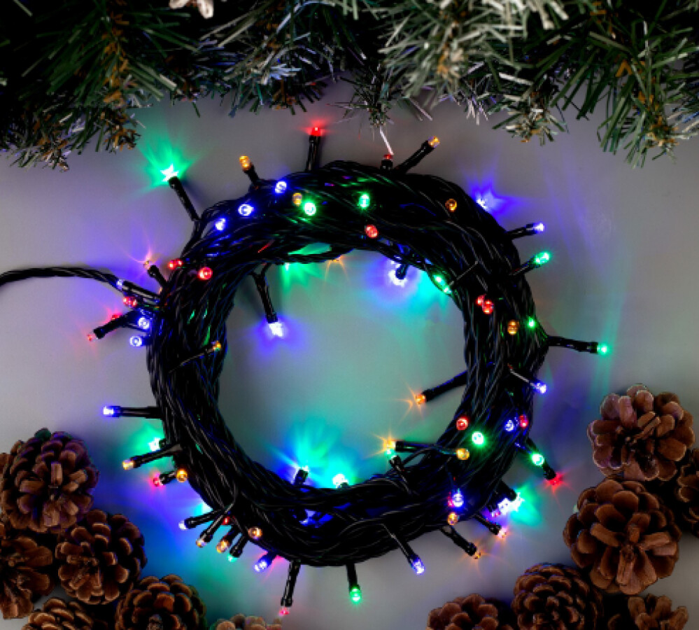 Гирлянда улич.  Нить  200 LED, 20м, черн. пр-д, УМС-вилка, б/прогр. IP44, мультиколор