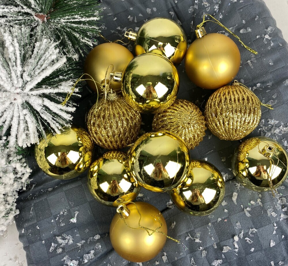 Украшение елочное  Шары  6см (уп. 20шт) сетка/глянец/матовый золото
