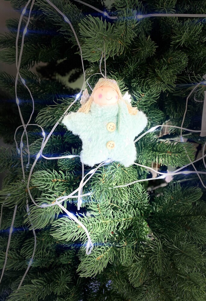 Украшение елочное 11см (уп. 1шт)  Звезда  мятный ассорт.