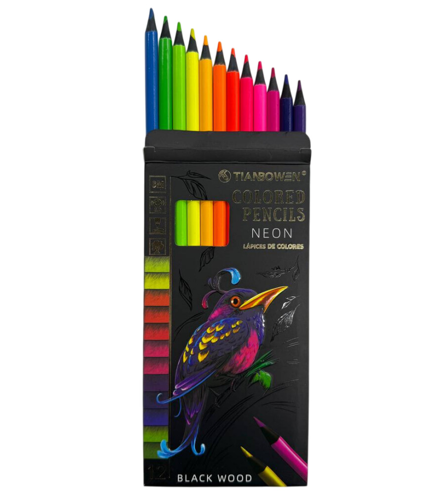 Карандаши 12цв трехгран. дерев.  Колибри  неон