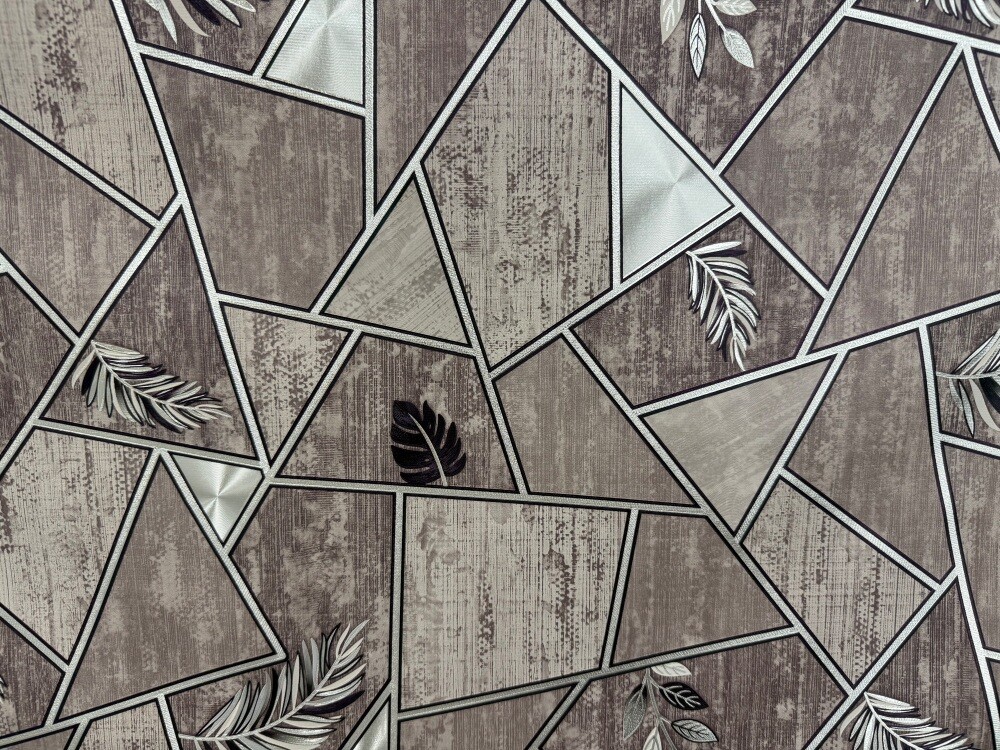 Клеенка ПВХ 1,37х20м  Геометрия и золотая ветвь  коричневый метраж