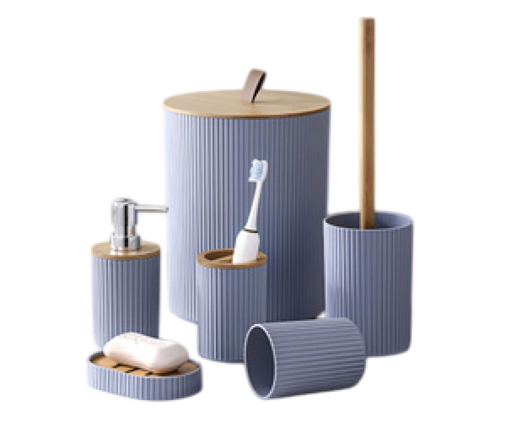 Набор для ванной (н-р 6пр) пластм. с бамбуком, серый
