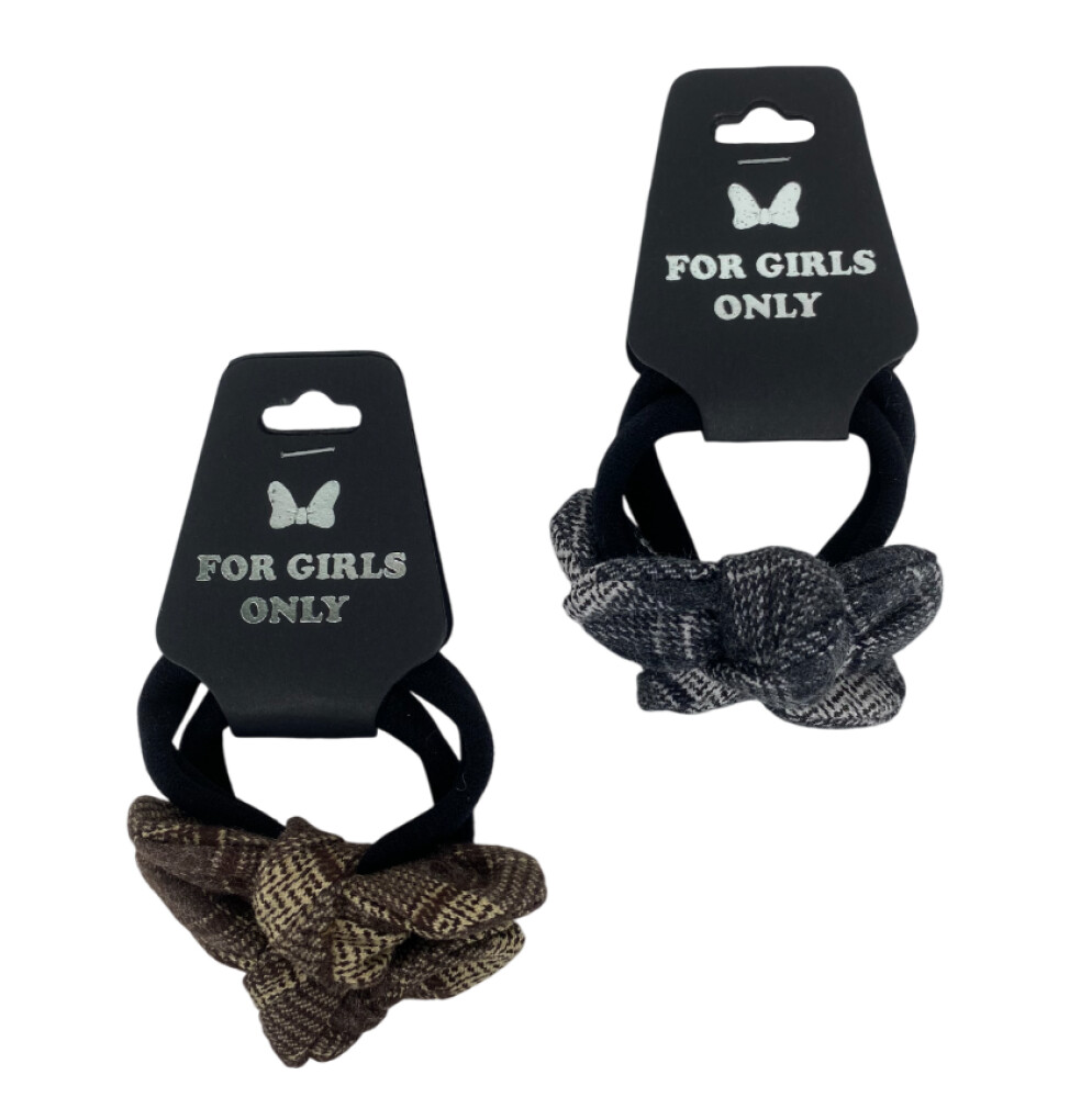 Резинка для волос (уп. 2шт)  Бант шотландка №1  ассорт.