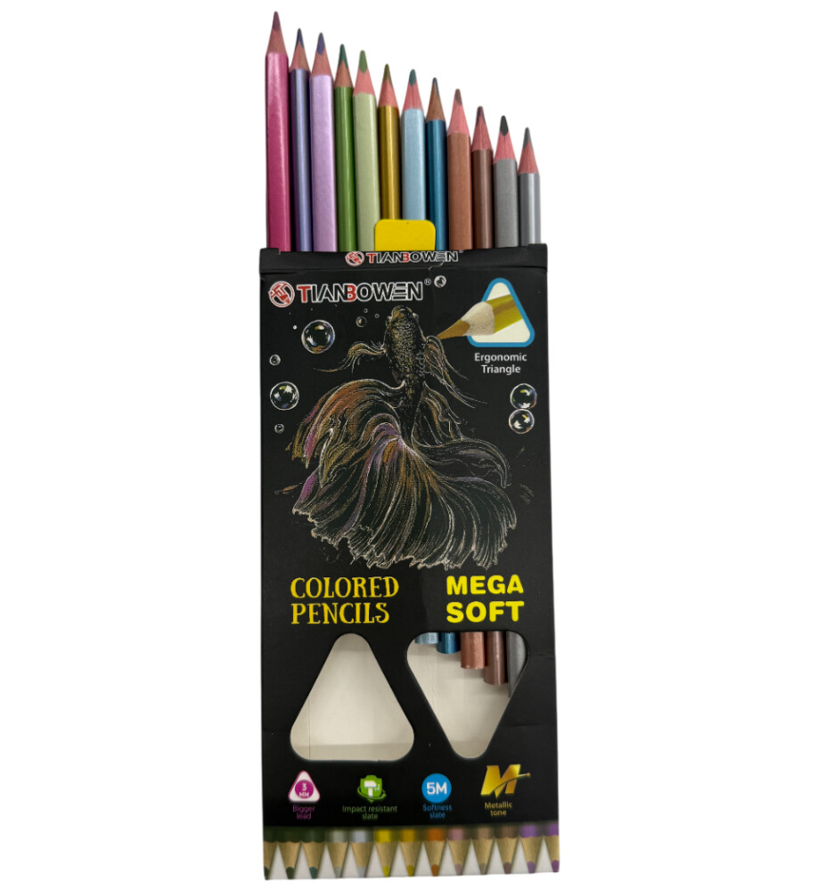 Карандаши 12цв трехгран. дерев.  Металлик