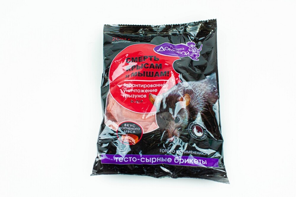 Средство от крыс и мышей 200г брикет-тесто со вкусом копч. мяса Домовой/Наповал